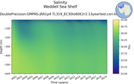 Time series of Weddell Sea Shelf Salinity vs depth